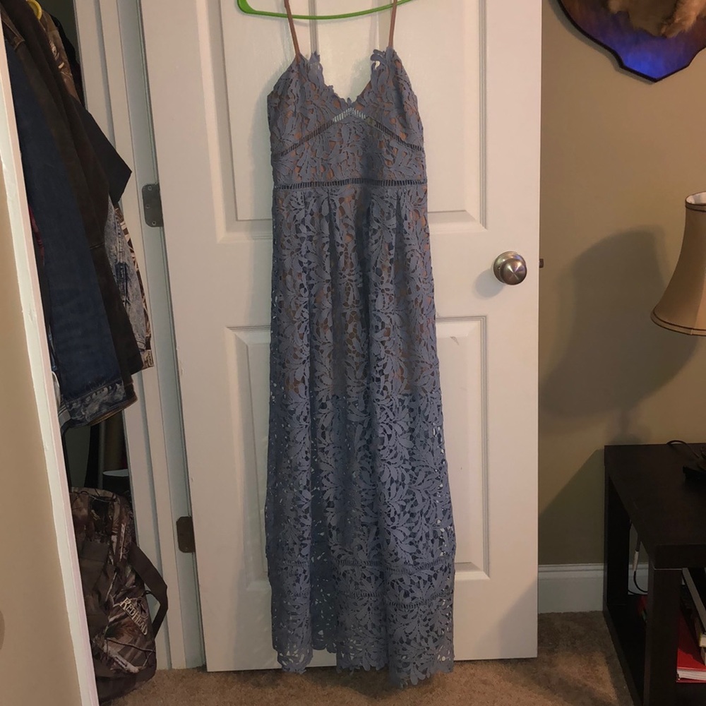 Lace Powder Blue A-Line Dress